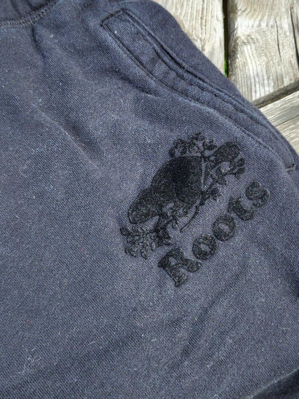 ROOTS SWEAT PANTS Women's XL Black with Beaver on Side
